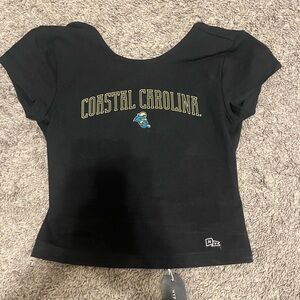 Coastal Carolina University hype and vice open back crop top